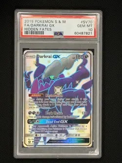 2019 POKEMON SUN & MOON HIDDEN FATES #SV70 FULL ART/DARKRAI GX PSA 10 - Image 3