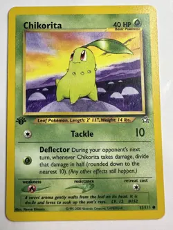 Pokemon Card: Neo Genesis 1st Edition Common: Chikorita 53/111 - Image 1