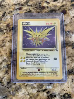 Pokemon TCG Zapdos Fossil 15/62 Holo Card Rare - Image 1