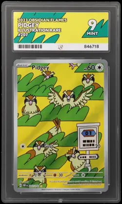 Pidgey Obsidian Flames 207/197 Illustration Rare 9 Mint Ace Graded Card 2023 - Image 1