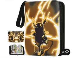 Pokemon Raichu Waterproof Binder for TCG Cards with Sleeves 4 Pocket 400 Card - Image 1