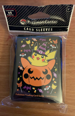 2018 Halloween Pumpkin Pikachu Card Sleeves Pokemon Center TCG NEW SEALED - Image 1
