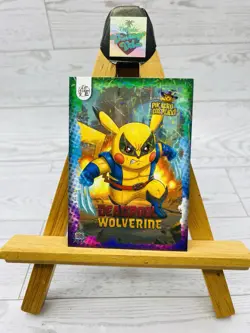 Pikachu as Cosplay Deadpool Wolverine Lazer Holo Non- Pokemon Fan Art Card - Image 1