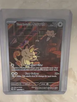 Team Rocket's Meowth 203/182 SV10 Destined Rivals Illustration Rare Holo EN - Image 1