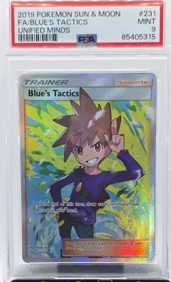 2019 Pokemon Unified Minds Blue’s Tactics Full Art #231/236 PSA 9 Mint - Image 1
