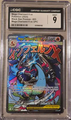 2025 Pokemon Black Star Promo Mega Charizard X ex #023 CGC 9 Mint - Image 1