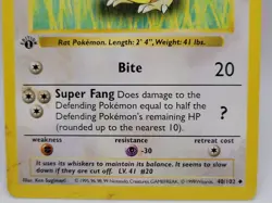 Raticate 40/102 1st Edition Base Set WOTC 1999 Pokemon MP - Image 3