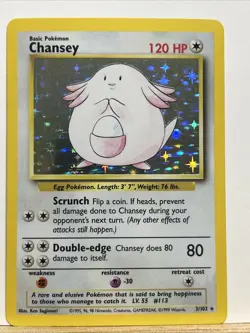 1999 VINTAGE POKEMON TCG CHANSEY 3 BASE SET HOLO RARE MP - Image 1