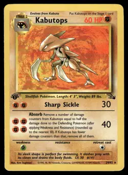 Kabutops 24/62 1st Edition Fossil Rare NM EBAY LIVE MONDAY - Image 1