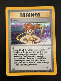 Misty Trainer 18/132 Gym Heroes Pokemon Card WOTC Vintage LP/NM - Image 3