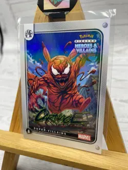 Pikachu as Carnage Holo Marvel Heroes & Villains (Non-Pokemon Fan Art) Card - Image 3