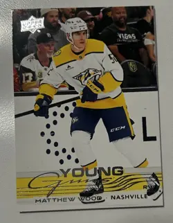 Upper Deck 2025-26 Series 1 Young Guns Rookie Matthew Wood #228 Predators - Image 1