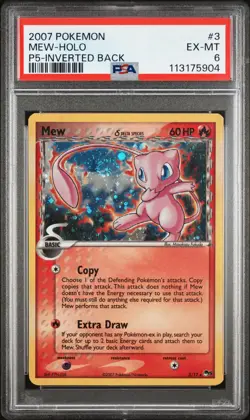 2007 POKEMON POP SERIES 5 INVERTED BACK #3 MEW-HOLO PSA 6 - Image 1