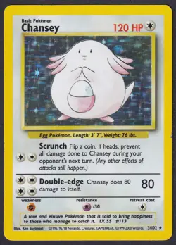 Pokemon Chansey 3/102 Holo 1999-2000 4th Print Base Set - Image 1