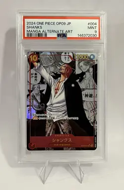 One Piece Card Game Shanks Manga PSA9 Art Parallel SR OP09-004 2024 JP - Image 1