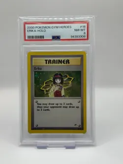 Erika 16/132 Gym Heroes PSA 8 NM-Mint Pokemon Card WOTC - Image 1
