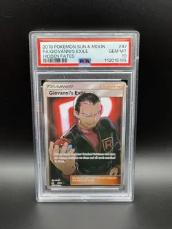 Pokemon Giovanni's Exile 67/68 Hidden Fates Full Art Ultra Rare PSA 10 Gem Mint - Image 1
