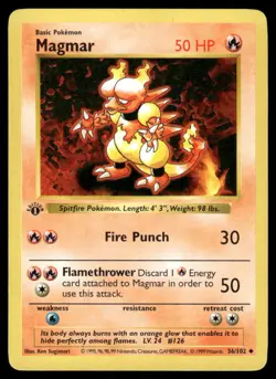 Magmar 36/102 1st Edition Base Set Shadowless Uncommon NM EBAY LIVE MONDAY - Image 1