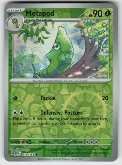 Metapod 011/165 Common 151 Pokemon Reverse Holo Near Mint - Image 1