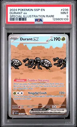 2024 POKEMON SSP EN-SURGING SPARKS 236 DURANT EX SPECIAL ILLUSTRATION RARE PSA 9 - Image 1