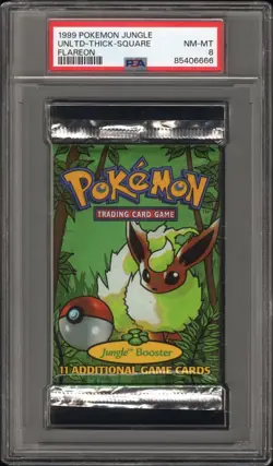 PSA 8 Pokemon Jungle Booster Pack Thick Square Flareon Sealed - Image 1