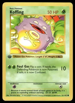 Koffing 51/102 1st Edition Base Set Shadowless Common NM EBAY LIVE MONDAY - Image 1