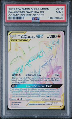 Fa/Arcs/Dlga/Plkia Gx 258 Pokemon Sun & Moon Cosmic Eclipse PSA 9 - Image 1
