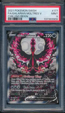 2021 Pokemon Sword & Shield 177 FA Galarian Moltres V Chilling Reign PSA 9 3909 - Image 1