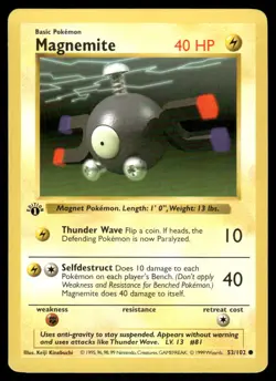 Magnemite 53/102 1st Edition Base Set Shadowless Common NM EBAY LIVE MONDAY - Image 1