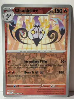 Chandelure Reverse Holo 018/086 SV: White Flare NM Pokemon Fast Ship - Image 1