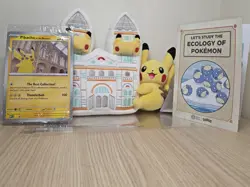 Pokemon Natural History Museum Pikachu Jumbo Card, plush And Ecology Booklet - Image 1