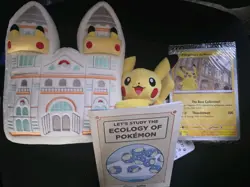 Pokemon Natural History Museum Pikachu Jumbo Card, plush And Ecology Booklet - Image 1