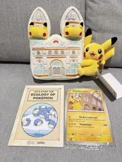 NEW Pokemon x Natural History Museum Pikachu Plush, Sealed Promo Card & Booklet - Image 1