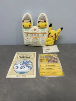 Pokemon X Natural History Museum Pikachu Jumbo Card, Plush & Ecology Booklet ✅ - Image 1