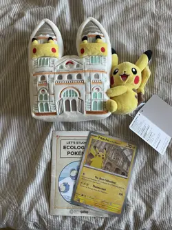 Pokemon x Natural History Museum Pikachu Plush, Jumbo Promo Card & Booklet - Image 1