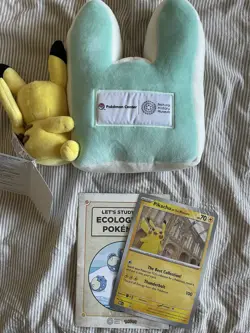 Pokemon x Natural History Museum Pikachu Plush, Jumbo Promo Card & Booklet - Image 2