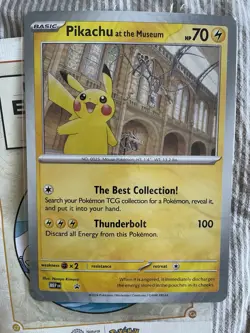 Pokemon x Natural History Museum Pikachu Plush, Jumbo Promo Card & Booklet - Image 3