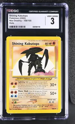 CGC 3 Shining Kabutops 2002 Neo Destiny 108/105 Holo Pokemon Card - Image 1