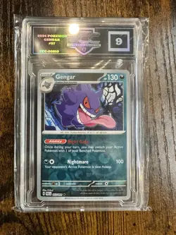 Pokemon Gengar REVERSE HOLO card 057/091 SV Paldean Fates ECC Graded 9 - Image 1
