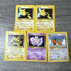 POKEMON CARDS LOT OF 5 CARDS THE FIRST MOVIE PROMO WITH WB STAMP - Image 1