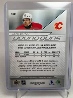 2024-25 Upper Deck Young Guns Silver Foil Adam Klapka #460 Rookie RC - Image 2