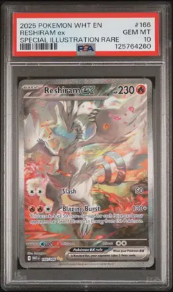 2025 POKEMON WHT EN-WHITE FLARE SPECIAL ILLUSTRATION RARE RESHIRAM EX PSA 10 166 - Image 1