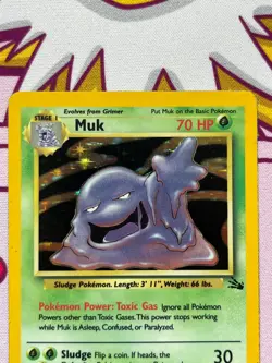 Pokemon TCG - Muk 13/62 - Fossil - Holo Rare - WOTC - Vintage - PLAYED - Image 2
