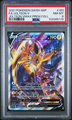 2021 POKEMON SWSH BLACK STAR PROMO #183 FULL ART/JOLTEON V PSA 8 - Image 1