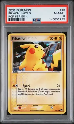 2006 POKEMON POP SERIES 4 #13 PIKACHU-HOLO PSA 8 - Image 1