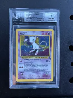 2000 POKEMON PROMO BLACK STAR POKEMON LEAGUE #9 MEW-HOLO Beckett 7 - Image 1