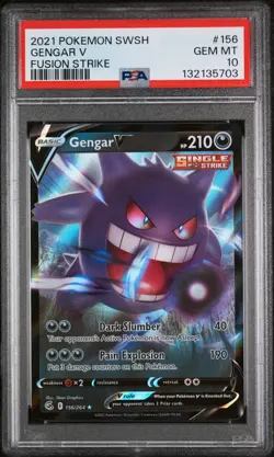 Gengar V 2021 Pokemon Sword & Shield Fusion Strike #156 PSA 10 - Image 1