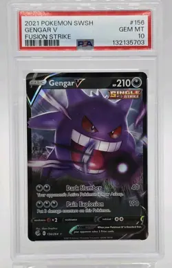 Gengar V 2021 Pokemon Sword & Shield Fusion Strike #156 PSA 10 - Image 3