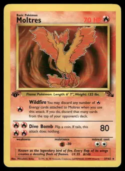 Moltres 27/62 1st Edition Fossil Rare NM EBAY LIVE MONDAY - Image 1