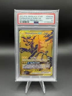 PSA 10 GEM MINT Pikachu & Zekrom GX SM248 Black Star Promo Holo Pokemon TCG - Image 1